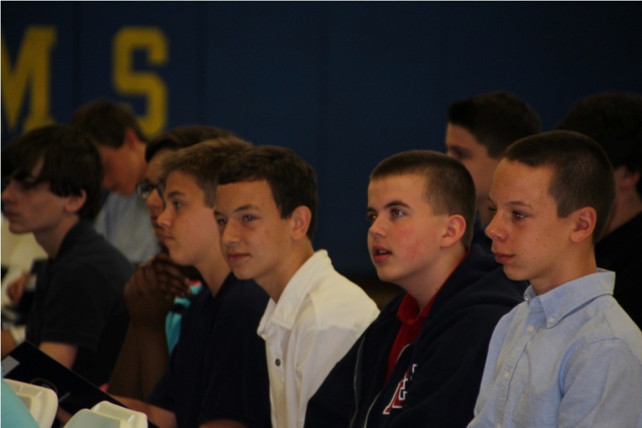 Incoming members of the Class of 2018 listen to the preliminary speeches given at this year's Orientation.