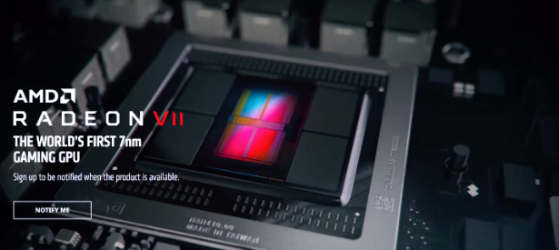 AMD’S website boasting the new GPU.