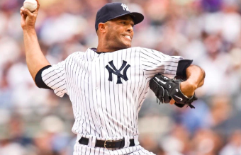 Mariano Rivera throws his signature cutter during a dominating ALCS performance where he was awarded ALCS MVP 
