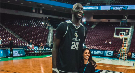Caption: 7’6” Tacko Fall stands next to 5’2” reporter, Tracy Wilson