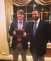 Varsity Baseball Coach, Mr. Stephen Maybe (Right), with Andrew Meisner, the Varsity Baseball MVP (Left).