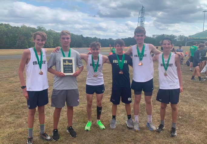 JV Top 6 Runners (Left to right: Gus Russo (9), Jack Sula (12), Brandon Franks (9), Logan Drone (11), Aidan Philbrick (11), Jake McChesney (10)