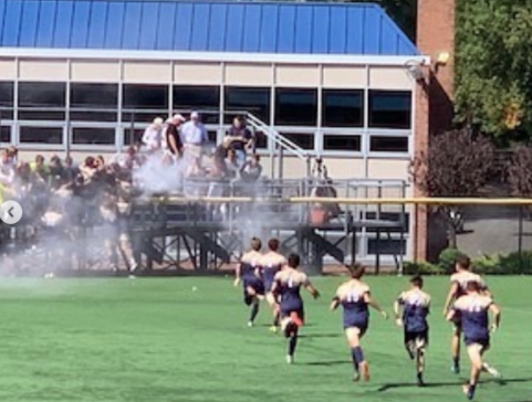 OP’s players run over to the Rowdies after the final whistle.