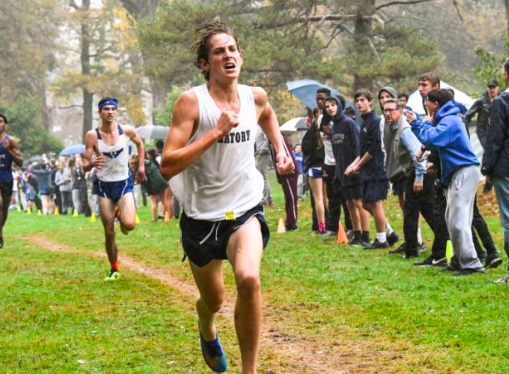 Max Russo running through the pain at the Union County Conference Championships in October, where he achieved his current 5k PR of 15:58.6 (according to MileSplit). He achieved first in the race as well!